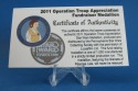 Operation Troop Appreciation Medallion Certificate of Authenticity