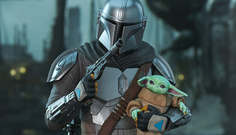 GG TM The Mandalorian with Grogu Mini Bust Banner